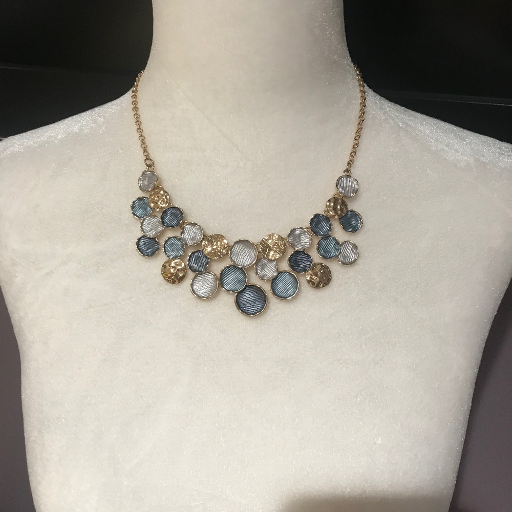Gold & Light Blue Statement Necklace